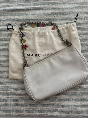 Vintage Y2K Marc Jacobs White Leather Chain Shoulder Bag